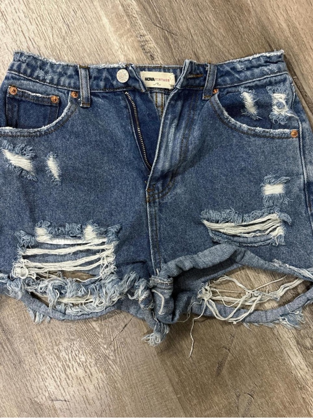 Fashion Nova Ripped Blue Denim Shorts